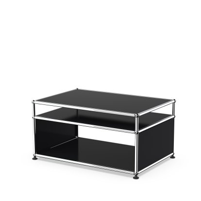 USM Haller table d'appoint à roulettes, Noir graphite RAL 9011, Patin de nivelage