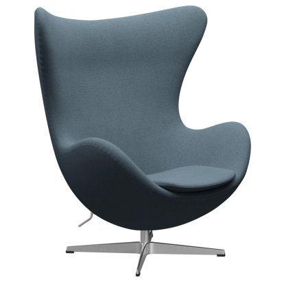 Fauteuil Egg (Oeuf), Re-wool, 768 - Naturel / bleu clair, Aluminium satiné et poli, Sans repose-pied
