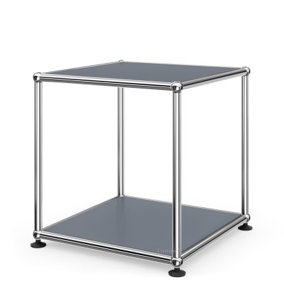 Table d'appoint 35 USM Haller, Panneaux inférieur et supérieur en métal, Gris moyen RAL 7005