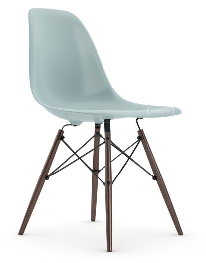 Eames Plastic Side Chair RE DSW, Gris bleuté, Sans rembourrage, Sans rembourrage, Version standard - 43 cm, Érable foncé