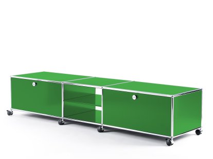 Meuble TV bas Lowboard XL USM Haller à roulettes, Vert USM