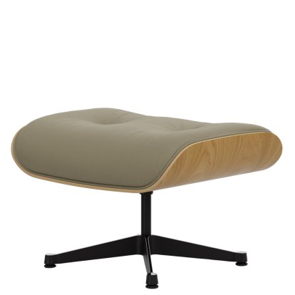 Eames Lounge Chair Ottoman, Châtaignier naturel, Cuir Premium F sable, Aluminium poli, côtés noirs