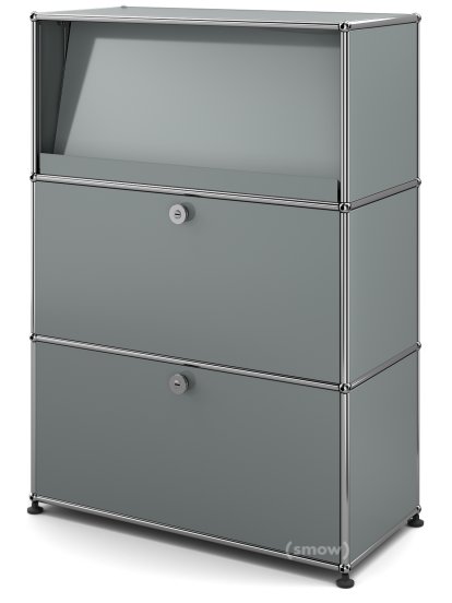 Meuble haut Highboard M USM Haller avec présentoir incliné, Gris moyen RAL 7005