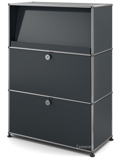 Meuble haut Highboard M USM Haller avec présentoir incliné, Anthracite RAL 7016