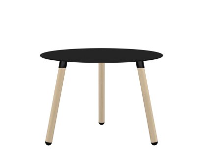 Table d'appoint BCN, Stratifié noir, Hêtre, H 45 x ø 65 cm