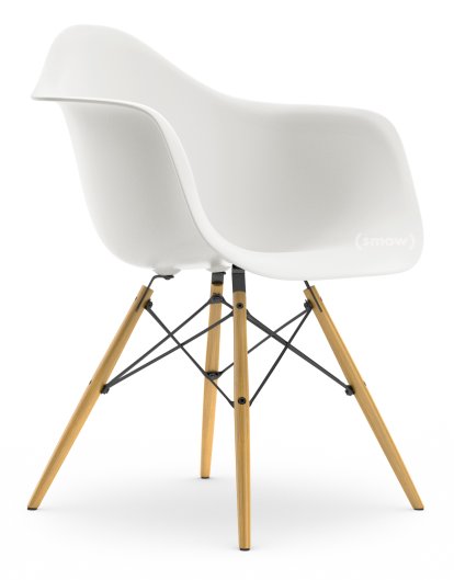 Eames Plastic Armchair RE DAW, Blanc non-RE, Sans rembourrage, Sans rembourrage, Version standard - 43 cm, Frêne tons miel