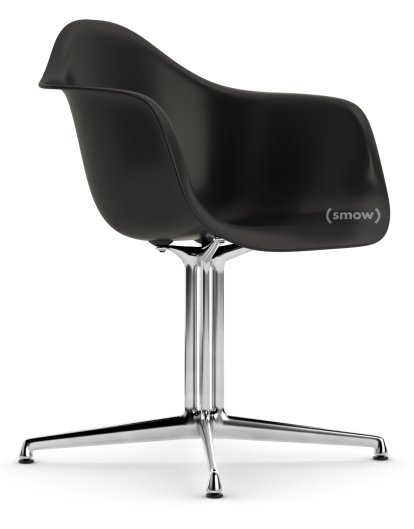 Eames Plastic Armchair RE DAL, Noir profond  , Sans rembourrage, Sans rembourrage, Aluminium poli, Nouvelle hauteur d'assise (43,0 cm)