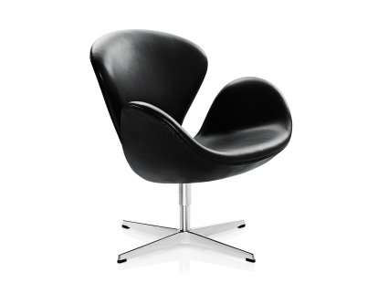 Fauteuil Swan (cygne), Hauteur spéciale 48 cm, Cuir Grace, Black