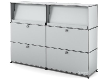 Meuble haut Highboard L USM Haller avec présentoir incliné, Argent mat USM