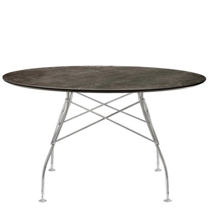 Table Glossy, Rond Ø128 cm, chromé, Aged Bronze