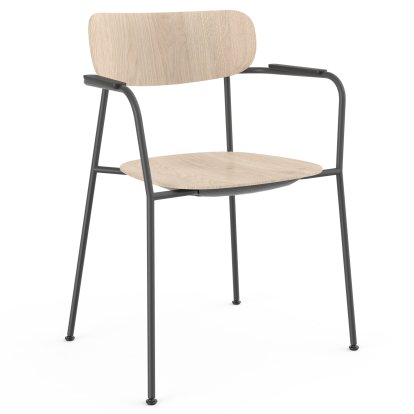 Chaise Scope Armchair, Chêne blanc pigmenté, laqué clair, Noir