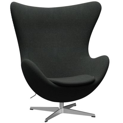 Fauteuil Egg (Oeuf), Re-wool, 198 - Noir/naturel, Aluminium satiné et poli, Sans repose-pied