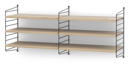 Étagère murale M String, 30 cm, Noir, Placage chêne