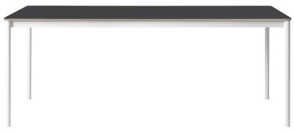 Table Base, L 190 x L 85 cm, Linoléum noir avec bord en contreplaqué, Blanc