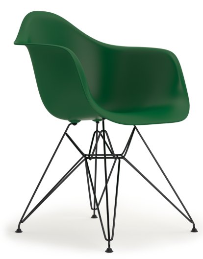Eames Plastic Armchair DAR, Vert émeraude, Sans rembourrage, Sans rembourrage, Version standard - 43 cm, Revêtement basic dark