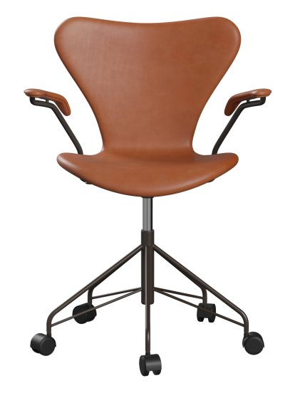 Série 7 Chaise de bureau pivotante 3117 / 3217 Rembourrage intégral, Avec accotoirs, Cuir Grace walnut, Brown bronze