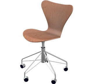 Série 7 chaise de bureau pivotante 3117, Bois laqué clair, Cerisier naturel 