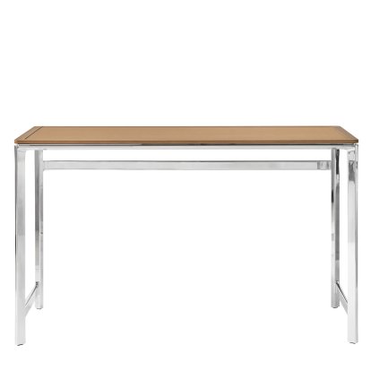 Table Studio 430, Chêne clair / cuir camel, Sans tiroir