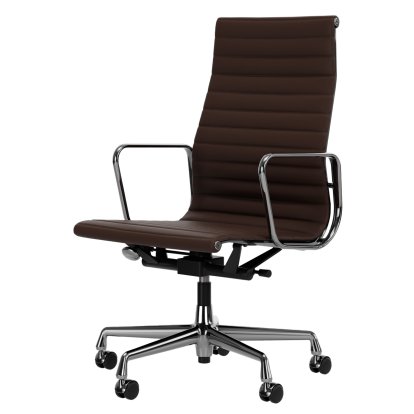 Aluminium Chair EA 119, Chromé, Cuir (Standard), Marron