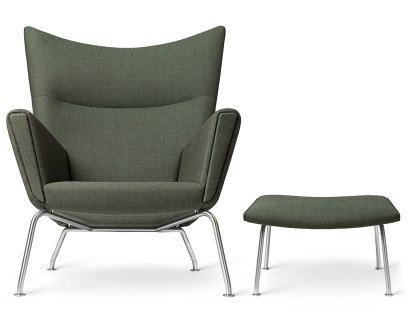 CH445 Wing Chair, Passion - vert, Avec repose-pied