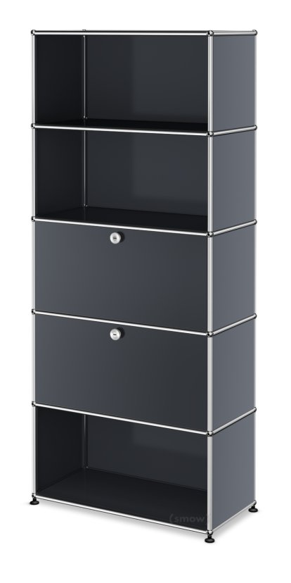 Étagère à dossiers USM Haller M, personnalisable, Anthracite RAL 7016, Ouvert, Avec  porte abattante, Avec  porte abattante, Ouvert