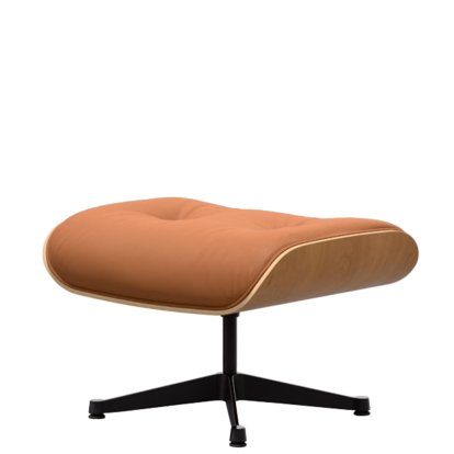 Eames Lounge Chair Ottoman, Cerisier naturel, Cuir Premium F cognac, Aluminium poli, côtés noirs