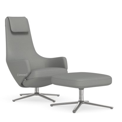 Fauteuil Repos, Fauteuil Repos & Ottoman, Tissu Dumet mélange gris galet, 40 cm, Poli