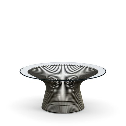 Table basse Platner, Petit (diamètre 91,5 cm), Bronze, métallique, Verre transparent
