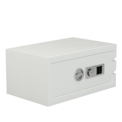 Coffre-fort Balzsafe Connect pour étagères USM Haller, 75 cm x 35 cm x 50 cm, Blanc pur RAL 9010, Serrure électronique à combinaison avec clé de réinitialisation