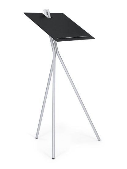 Table Notos, Frêne teinté noir/Aluminium blanc RAL 9005