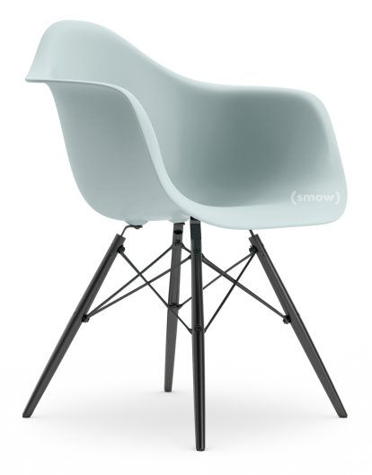Eames Plastic Armchair RE DAW, Gris bleuté, Sans rembourrage, Sans rembourrage, Version standard - 43 cm, Érable noir