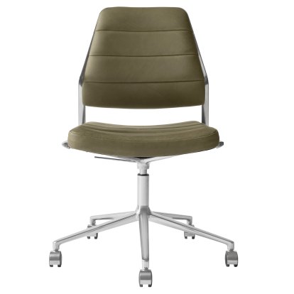 Chaise pivotante Swivel 454+, Piétement à roulettes, Cuir vert bosco