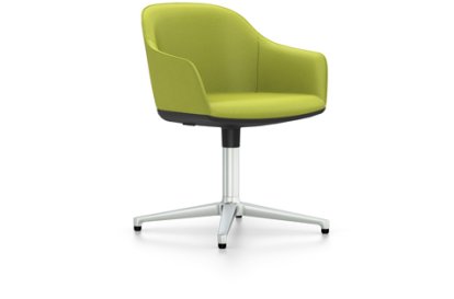Softshell Chair avec piètement à 4 branches, Aluminium poli, Plano, Avocat, Patins pour tapis
