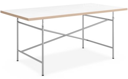 Bureau enfant Eiermann, 150 x 75 cm, Mélaminé blanc avec bords chêne, Argent