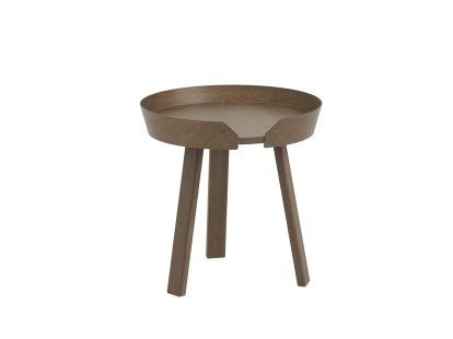 Table basse Around, Petit (H 46 x Ø 45 cm), Frêne teinté brun foncé