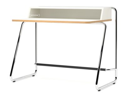 Secrétaire S 1200, ThonetDur blanc avec bords chêne , MDF laqué blanc pur, Chromé