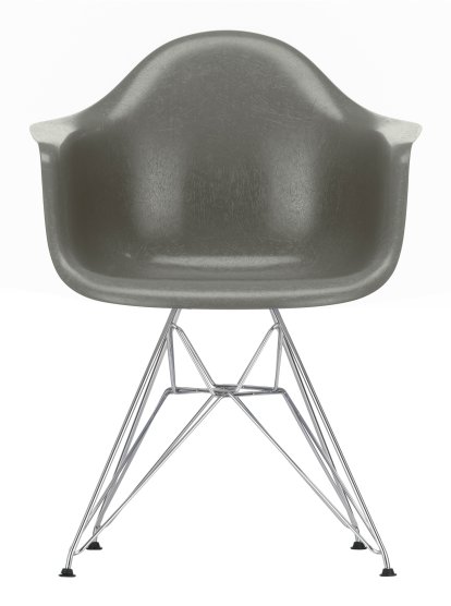 Eames Fiberglass Armchair DAR, Eames raw umber, Chromé
