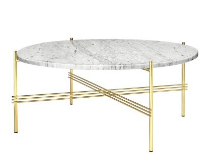 TS Coffee Table, Ø 80 x H 35 cm, Blanc, Laiton