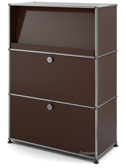 Meuble haut Highboard M USM Haller avec présentoir incliné, Marron USM