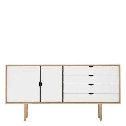 Buffet S6, Chêne savonné, Blanc