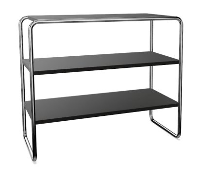 Étagère B 22 Bauhaus, Hêtre teinté noir, B 22a: rayonnages à équidistance