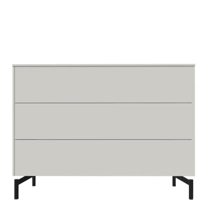 Buffet Aventa avec tiroirs, 120 cm, 3 Grilles de hauteur, Mélamine blanc, Pieds en métal