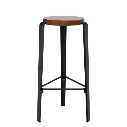 Tabouret de bar Lou, 76 cm, Chêne teinté, Noir graphite