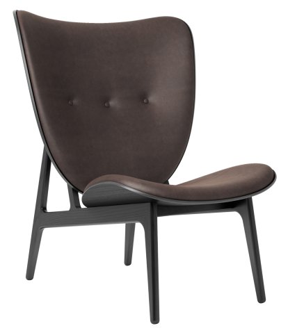 Fauteuil Éléphant, Cuir Dunes marron foncé, Chêne teinté noir