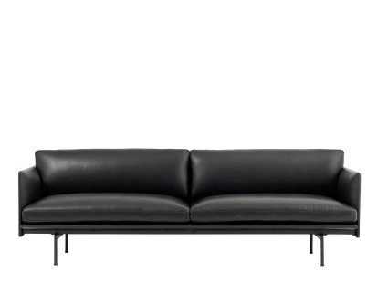 Canapé Outline , 3 places, Cuir noir, Aluminium, noir
