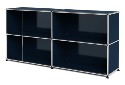 Meuble mixte Sideboard L USM Haller  ouvert, Bleu acier RAL 5011