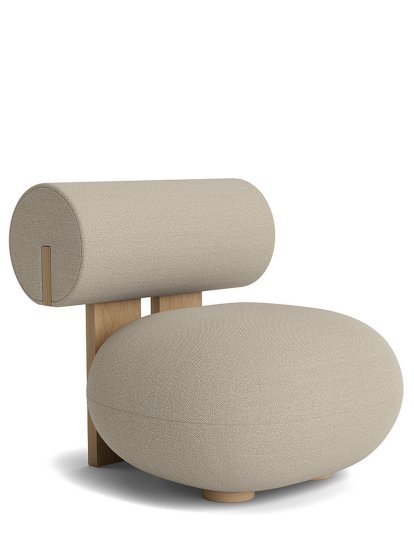 Fauteuil Lounge Hippo, Tissu Hallingdal blanc cassé, Chêne naturel