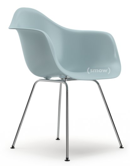 Eames Plastic Armchair RE DAX, Gris bleuté, Sans rembourrage, Sans rembourrage, Version standard - 43 cm, Chromé