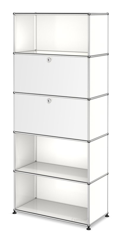 Étagère à dossiers USM Haller M, personnalisable, Blanc pur RAL 9010, Avec  porte abattante, Avec  porte abattante, Ouvert, Ouvert
