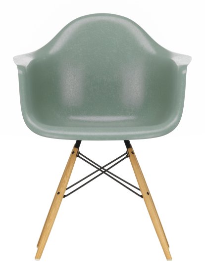 Eames Fiberglass Armchair DAW, Eames sea foam green, Frêne tons miel